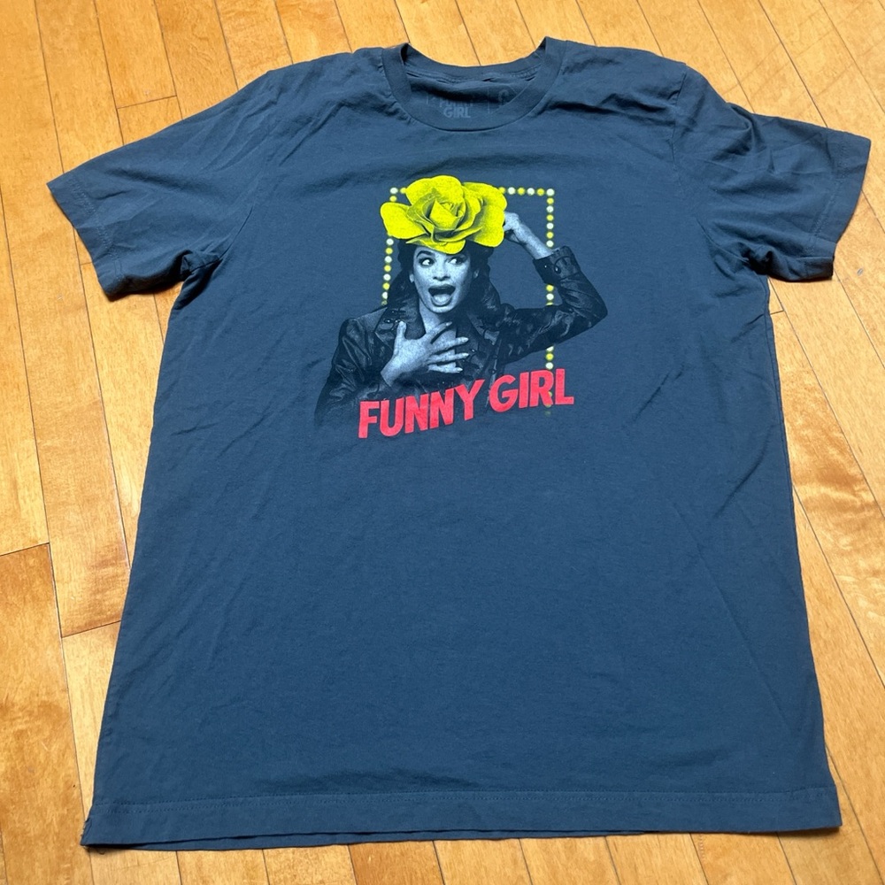 Funny Girl Navy Graphic Tee with Yellow Accent